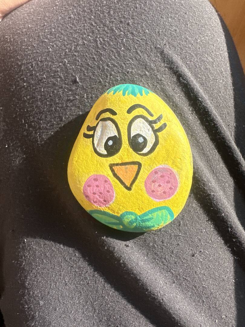 Sasso dipinto: Pulcino 🐣 — di Nonna Titti