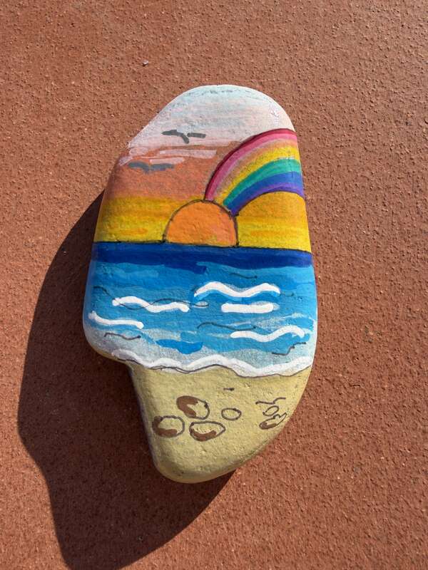 Sasso dipinto: Sea & sunset — di Dania